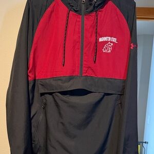Under Armour Red and Black Washington State Hooded Pullover